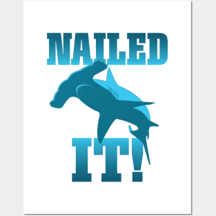 Funny Skateboarder Stuff - Faded Nailed It Hammerhead Shark graphic Posters and Art